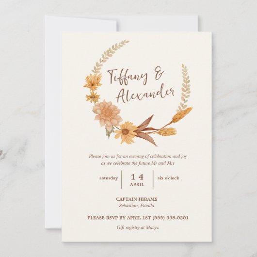 Invitation Boho Fall Flowers (Devant)