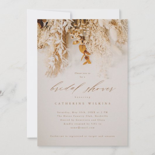 Invitation Boho Fall Flowers Mariage Fête des mariées (Devant)