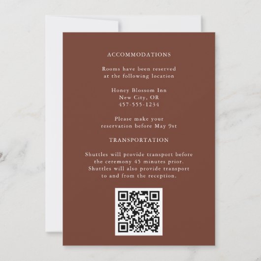 Invitation Boho Fall Flowers Terrain Terracotta Rust Mariage (Dos)