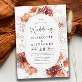 Invitation Boho Fall Foliage Mariage Terracotta Rust Flowers
