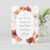Invitation Boho Fall Foliage Mariage Terracotta Rust Flowers (Debout devant)