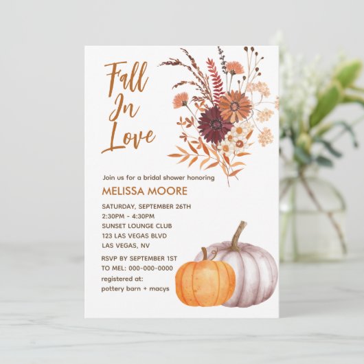 Invitation Boho Fall In Love Rustic Flower Fête des mariées (Debout devant)