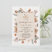 Invitation Boho Fall Little Baby shower Citrouille (Debout devant)