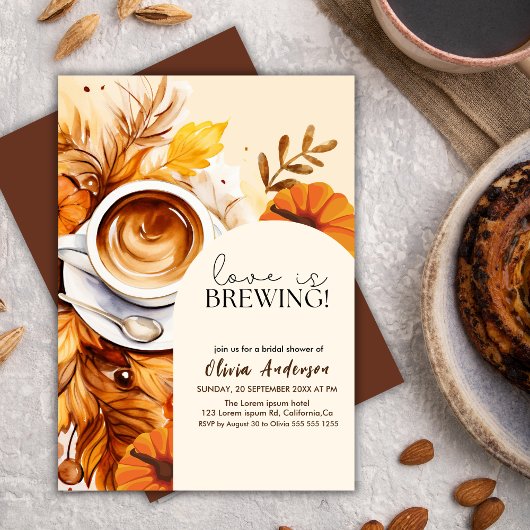 Invitation Boho Fall Love est en train de brasser du café Bri