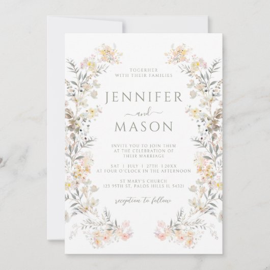 Invitation Boho Fall Meadow Floral Wreath Wedding (Devant)