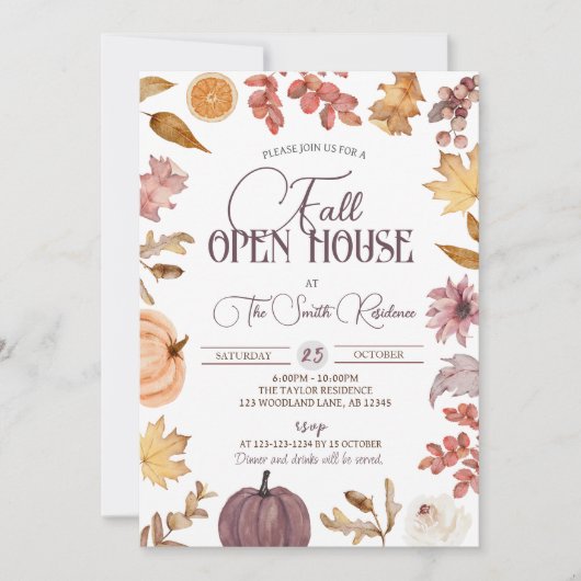 Invitation Boho Fall Open House, Réaltor Houclier (Devant)