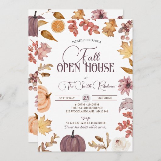 Invitation Boho Fall Open House, Réaltor Houclier (Devant / Derrière)