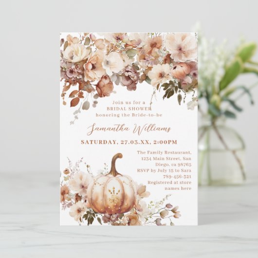 Invitation Boho Fall Rustic Chic Fête des mariées (Debout devant)