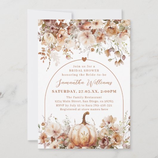 Invitation Boho Fall Rustic Fleur sauvage Fête des mariées ph (Devant)