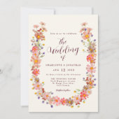 Invitation Boho Fall Rustique Floral QR Code Mariage (Devant)