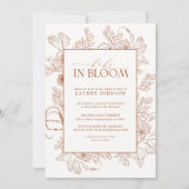 Invitation Boho Fall Terracotta Floral Line Art Baby In Bloom (Devant)