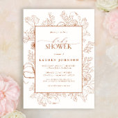 Invitation Boho Fall Terracotta Floral Line Art Baby In Bloom