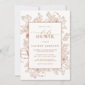 Invitation Boho Fall Terracotta Floral Line Baby shower d'art (Devant)