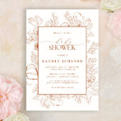 Invitation Boho Fall Terracotta Floral Line Baby shower d'art