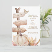 Invitation Boho Fall White Citrouille Girls First Birthday (Debout devant)