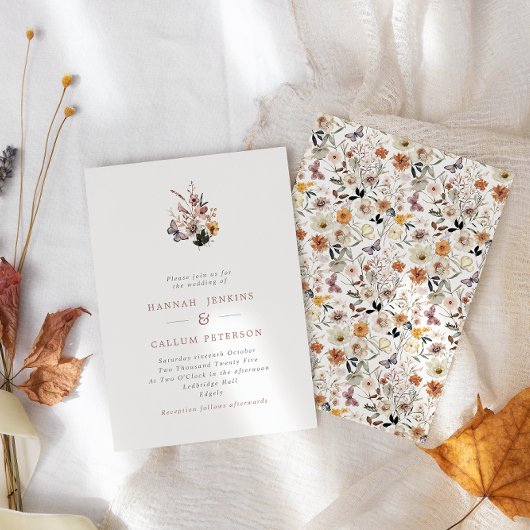 Invitation Boho Fall Wild Flowers Mariage