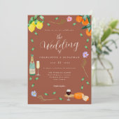 Invitation Boho Fall Wildflower Citrus Terracotta Wedding (Debout devant)