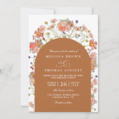 Invitation Boho Fall Wildflower Terracotta QR Code Wedding (Devant)