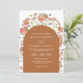 Invitation Boho Fall Wildflower Terracotta QR Code Wedding (Debout devant)