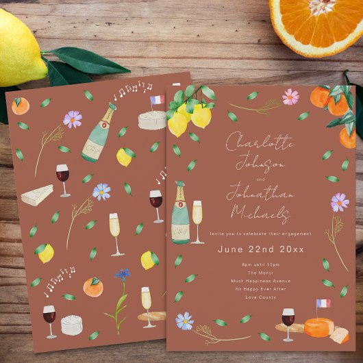 Invitation Boho Fall Wine & Cheese Engagement Party