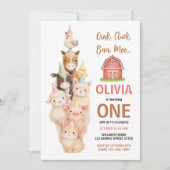 Invitation Boho Farm Animal 1st Birthday |Cute Rustic Barnyad (Devant)