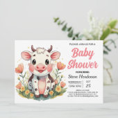 Invitation Boho Farm en ligne Baby shower de vache (Debout devant)