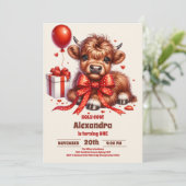 Invitation Boho Farm Holy Cow Highland 1er anniversaire (Debout devant)