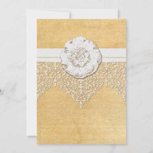 Invitation BOHO Faux Burlap n dentelle gitane moderne style m (Dos)