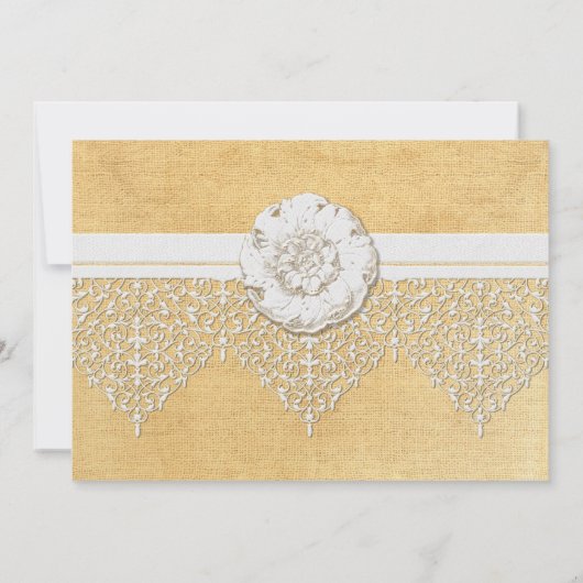 Invitation BOHO Faux Burlap n dentelle gitane moderne style m (Dos)