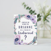 Invitation Boho Feather & Floral Serez-Vous Ma Femme D'Accuei (Debout devant)