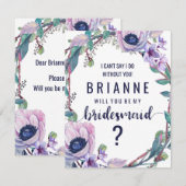 Invitation Boho Feather & Floral Serez-Vous Ma Femme D'Accuei (Devant / Derrière)