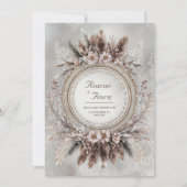 Invitation Boho Feather Wreath Pink Floral Wedding (Devant)
