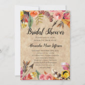 Invitation Boho Feathers Flèches Fleurs Mariage rustique (Devant)