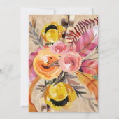 Invitation Boho Feathers Flèches Fleurs Mariage rustique (Dos)