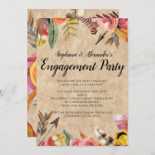 Invitation Boho Feathers Flèches Fleurs Mariage rustique (Devant / Derrière)