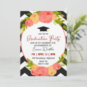 Invitation Boho Feathers & Floral Wreath Graduation Party (Debout devant)