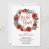 Invitation Boho Feathers Poppy Floral Fall Fête des mariées (Devant)