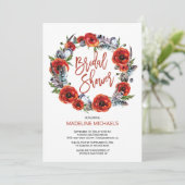Invitation Boho Feathers Poppy Floral Fall Fête des mariées (Debout devant)