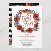 Invitation Boho Feathers Poppy Floral Fall Fête des mariées (Devant / Derrière)