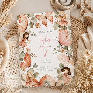 Invitation Boho Fée Papillon Anniversaire Fantaisiste