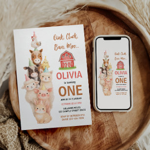 Invitation Boho Ferme Animal 1er Anniversaire   Douce Grange 