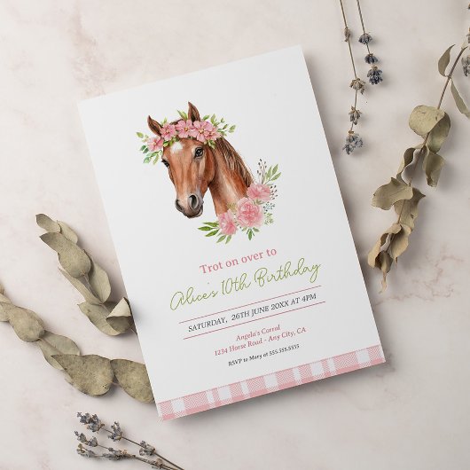 Invitation Boho fête d'anniversaire avec Garland Horse