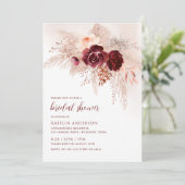 Invitation Boho Fête des mariées Bourgogne Pampas Roses en he (Debout devant)