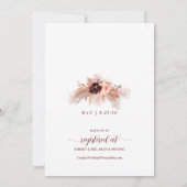 Invitation Boho Fête des mariées Bourgogne Pampas Roses en he (Dos)