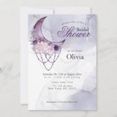Invitation Boho Fête des mariées Crescent Violet Lune Mandala (Devant)