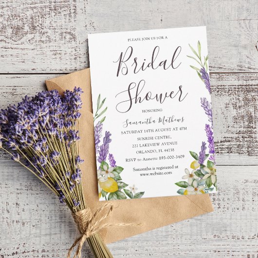 Invitation Boho Fête des mariées Lemon & Lavender Foliage Inv