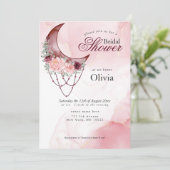 Invitation Boho Fête des mariées rose Croissant Lune Mandala (Debout devant)