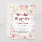 Invitation Boho Fête des mariées rose pâle Floral (Devant)