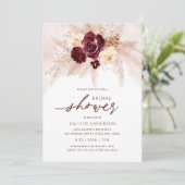 Invitation Boho Fête des mariées rouille Pampas Rose herbe (Debout devant)