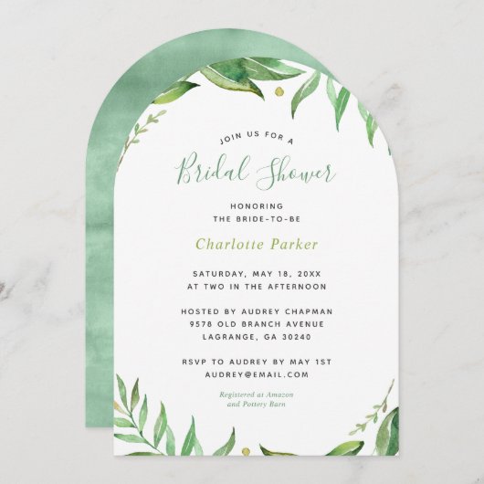 Invitation Boho Feuille de douche nuptiale (Devant / Derrière)